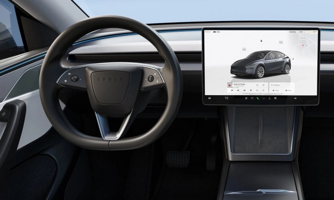 Tesla Model Y với hệ thống điều khiển hoàn toàn tích hợp trên màn hình cảm ứng. Ảnh: Tesla