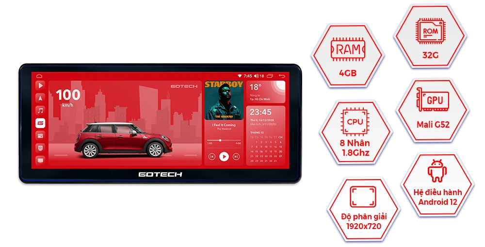 Màn hình ô tô thông minh GOTECH GT12.3i